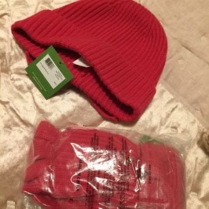 Kate Spade Hat and Gloves in Hot Pink new